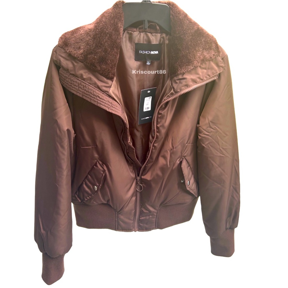 Women’s Chocolate Brown Bomber Puffer Jacket NEW WITH TAGS - Picture 10 of 16